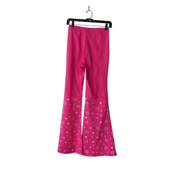 Halara Flared Leg High Waisted Pants Star Print Bubblegum Pink Size S NWT - Picture 3 of 10